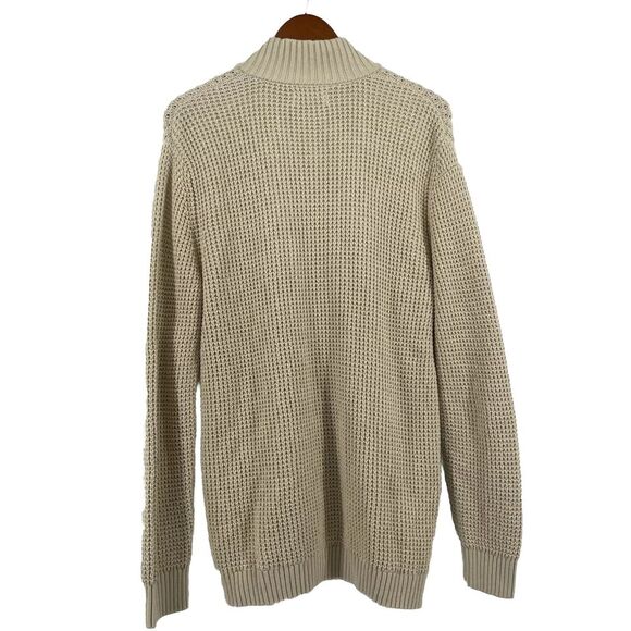 Club Room Chunky Waffle Cardigan Sweater Mens Large Grandpa Dad Cotton Beige Tan - Picture 10 of 10